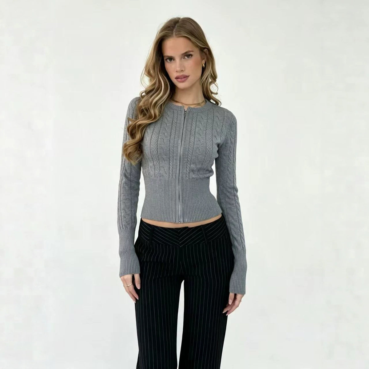 Twist Zip Knit Cardigan