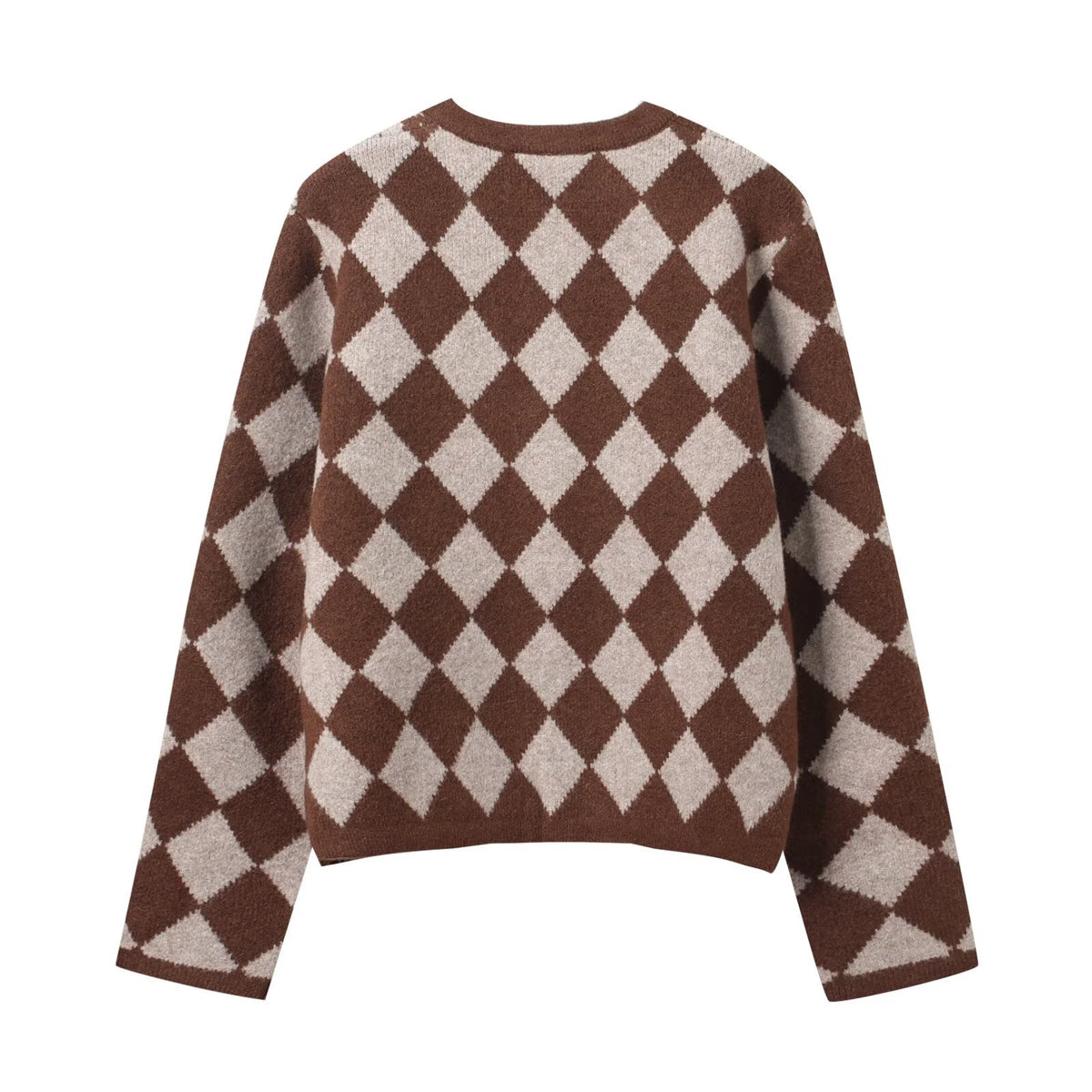 Argyle Jacquard Knit Cardigan