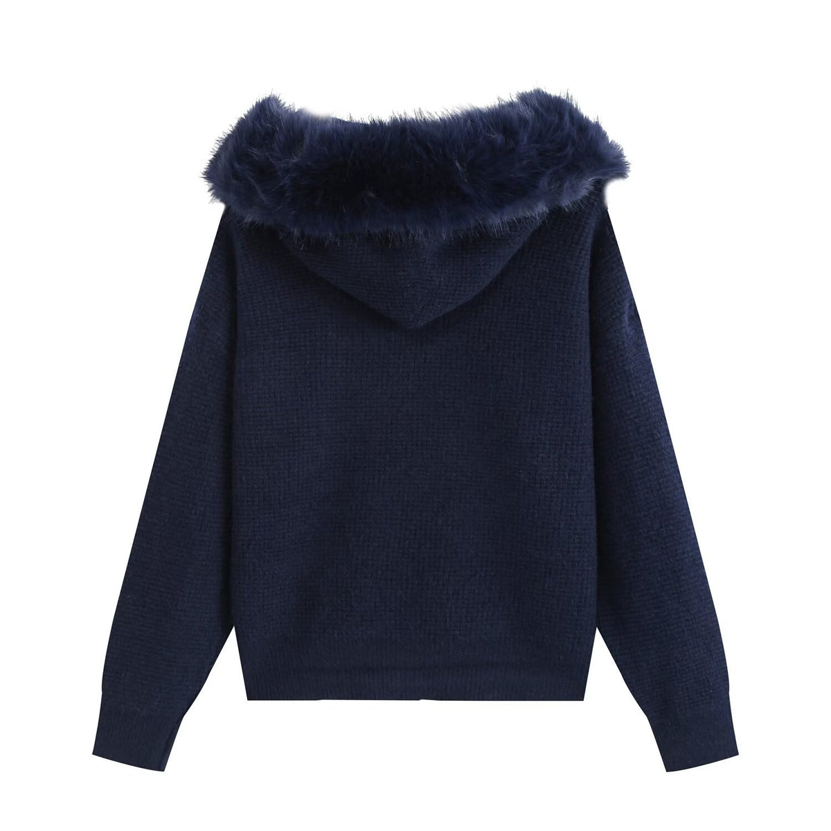 Waffle Knit Hooded Zip Cardigan