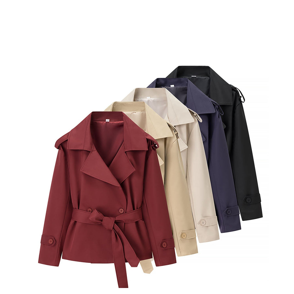 Belted Suit Collar Short Jacket
