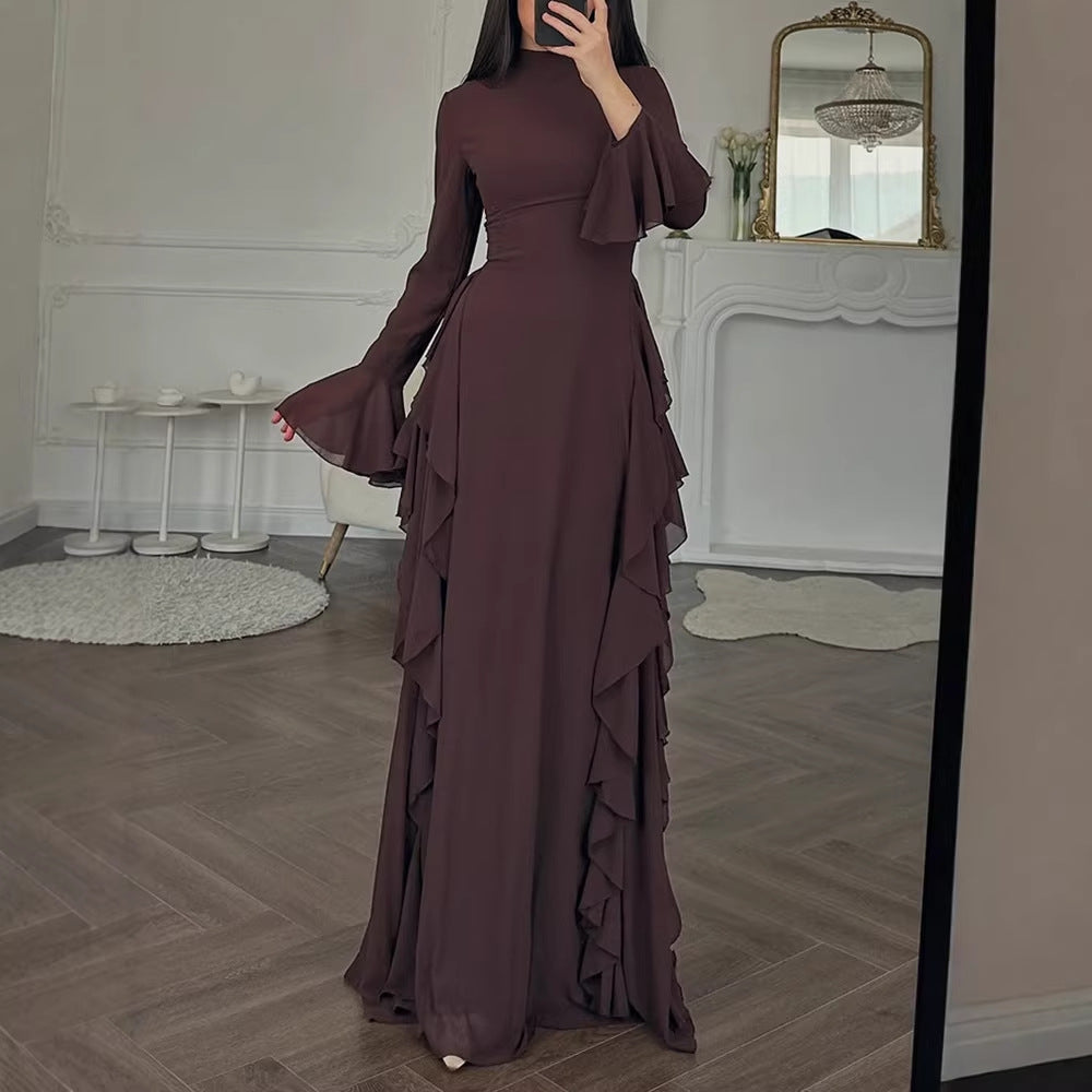 Flared Sleeve A-Line Maxi Dress