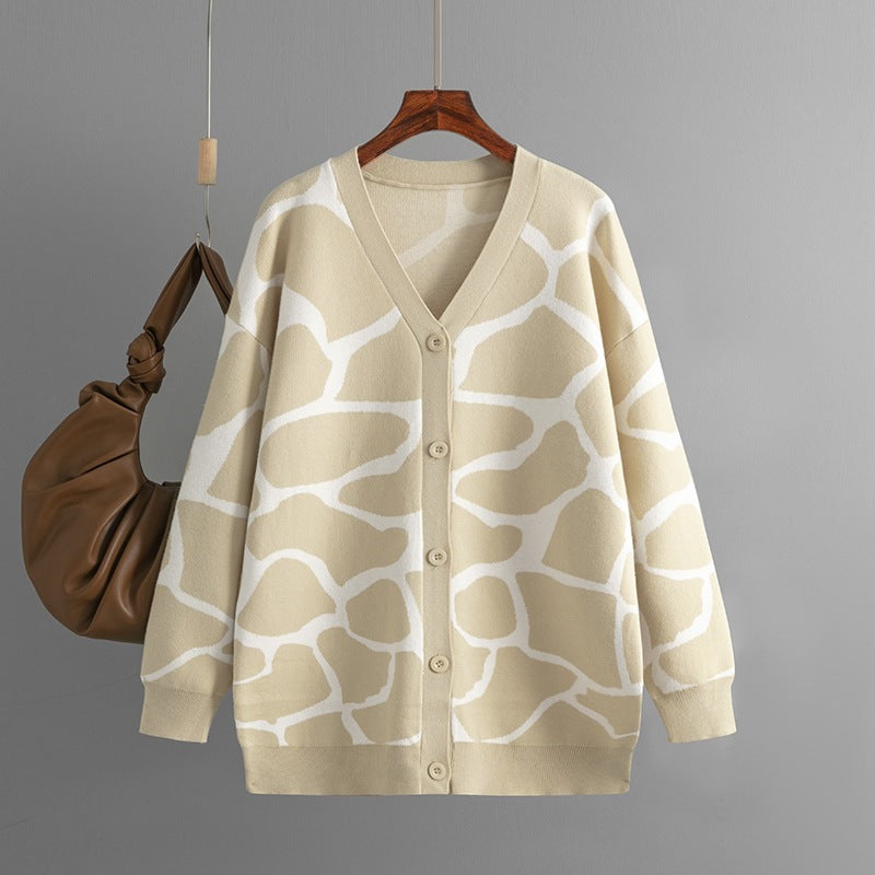Geometric Jacquard Longline Cardigan