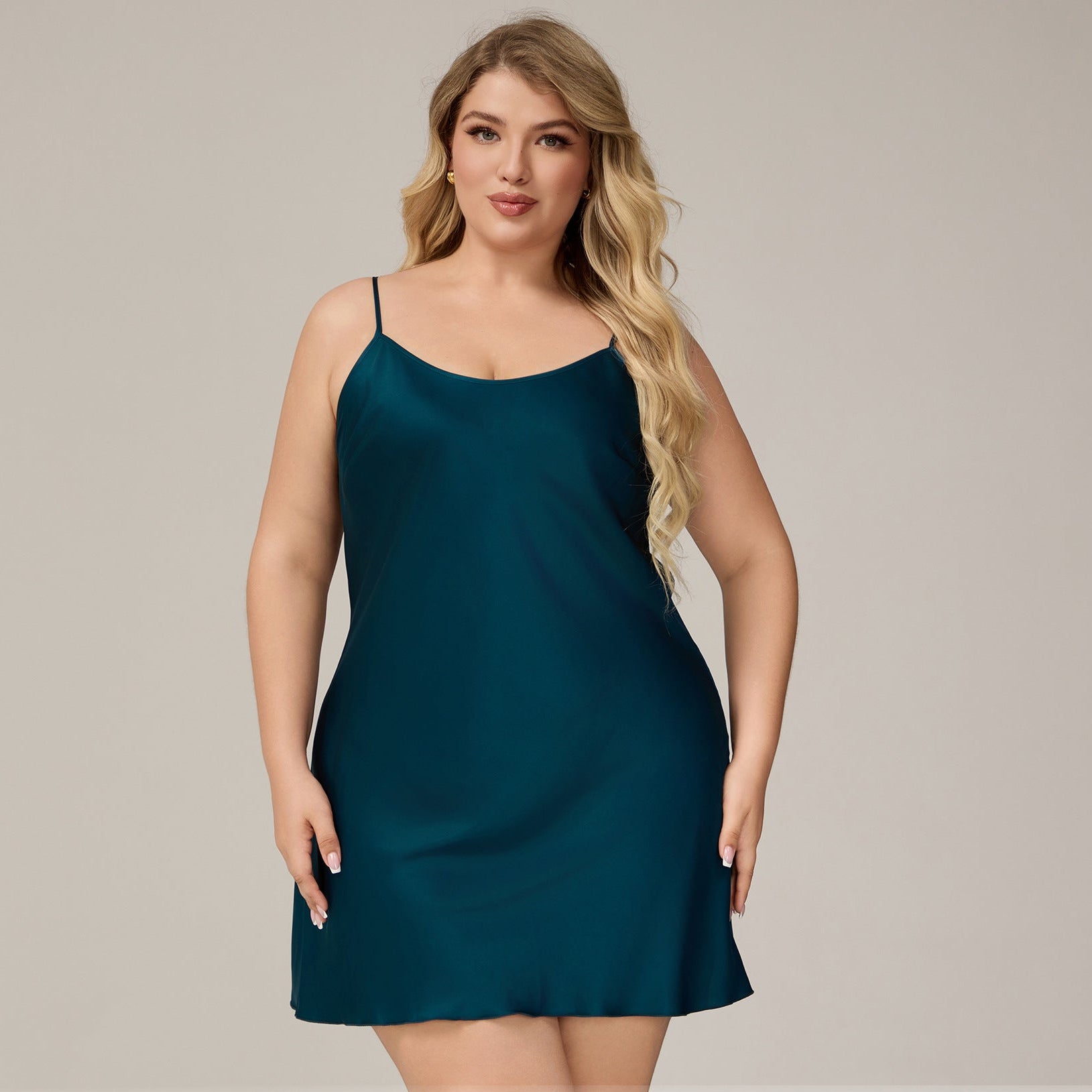 The Satin Charm | Solid Color Strap Mini Satin Sleep Dress