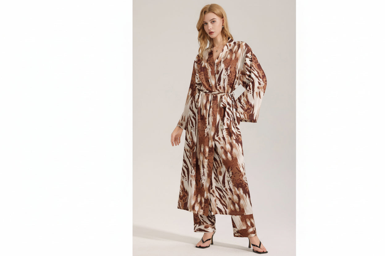 The Leopard Luxe | Women's Leopard Print Satin Long Robe