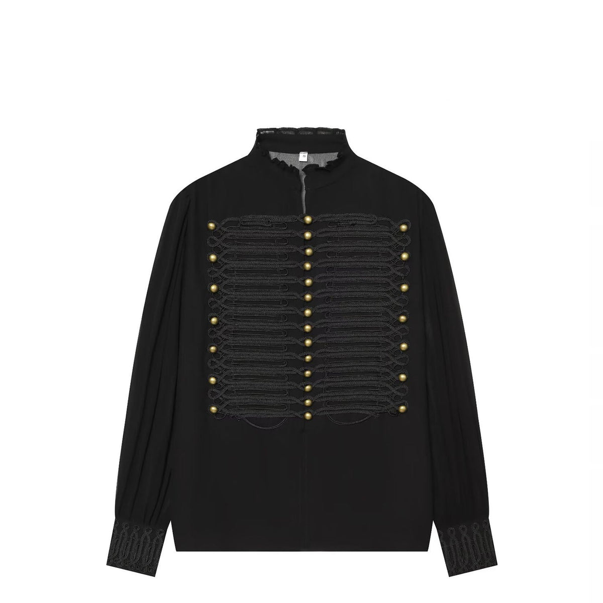 Sheer Chiffon Stand Collar Blouse