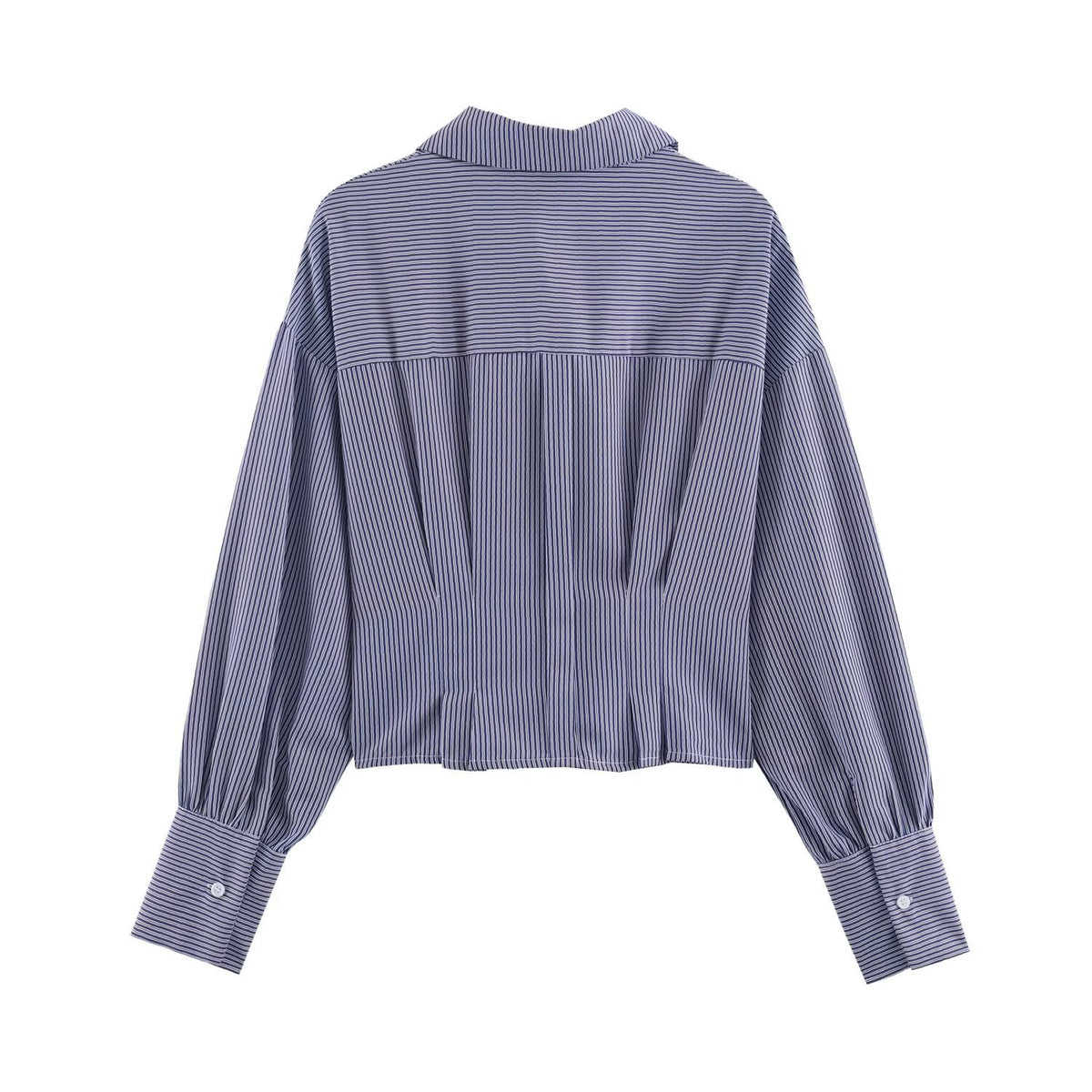 Navy Striped Button Waist Shirt