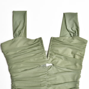 Spring and summer sling stitching dress tight pleated fishtail dress - Negative Apparel