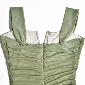 Spring and summer sling stitching dress tight pleated fishtail dress - Negative Apparel