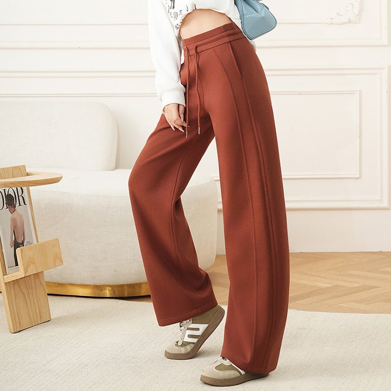 Air layer scimitar straight pants 2025 spring new sports banana pants drawstring high waist thin casual trousers women - Negative Apparel