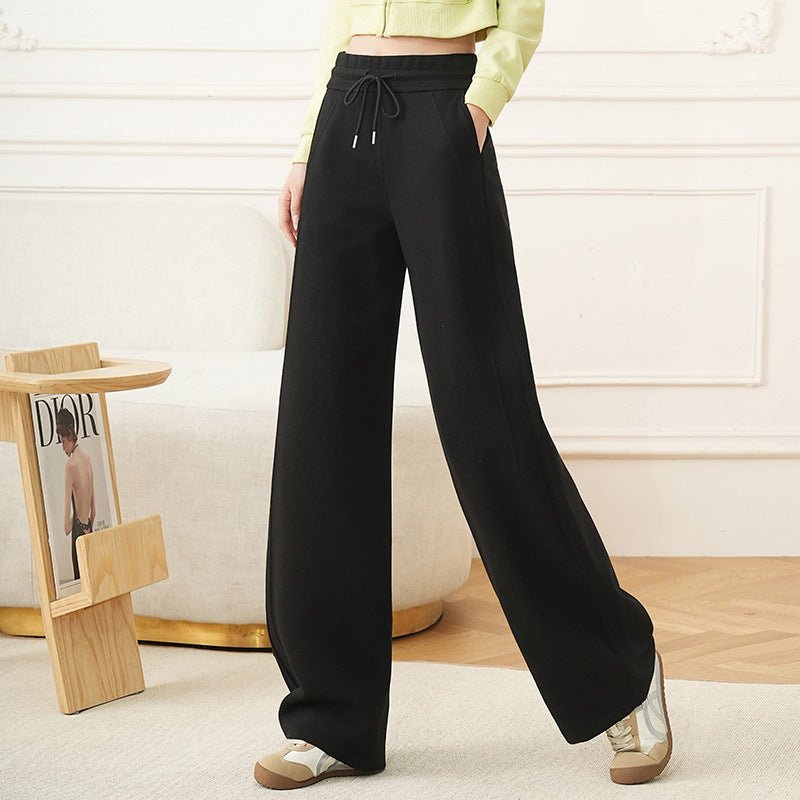 Air layer scimitar straight pants 2025 spring new sports banana pants drawstring high waist thin casual trousers women - Negative Apparel