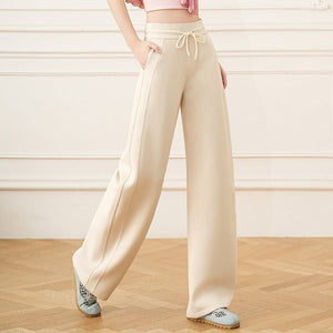 Air layer scimitar straight pants 2025 spring new sports banana pants drawstring high waist thin casual trousers women - Negative Apparel