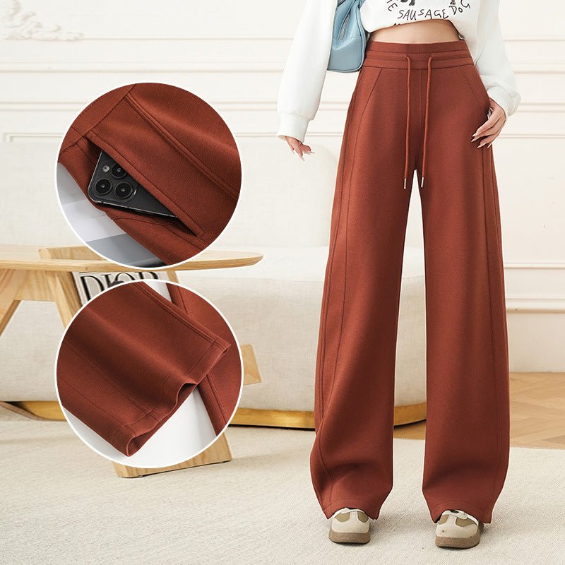 Air layer scimitar straight pants 2025 spring new sports banana pants drawstring high waist thin casual trousers women - Negative Apparel