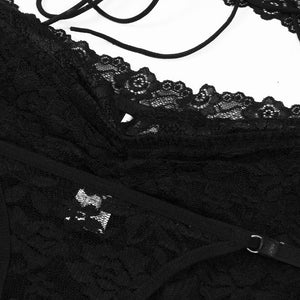 All - match Lace Beautiful Back Halter Neck Lingerie Long Skirt Set Can Be Worn Outside - Negative Apparel