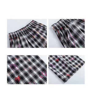 American hand - painted graffiti plaid pants summer women's pants women's loose straight trousers printed drape wide - leg pants - Negative Apparel