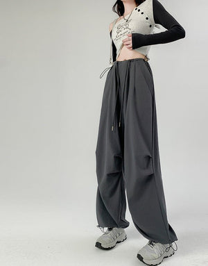 American overalls women's high - end pants women's spring and autumn high - waisted wide - leg sweatpants straight casual sweatpants trousers - Negative Apparel