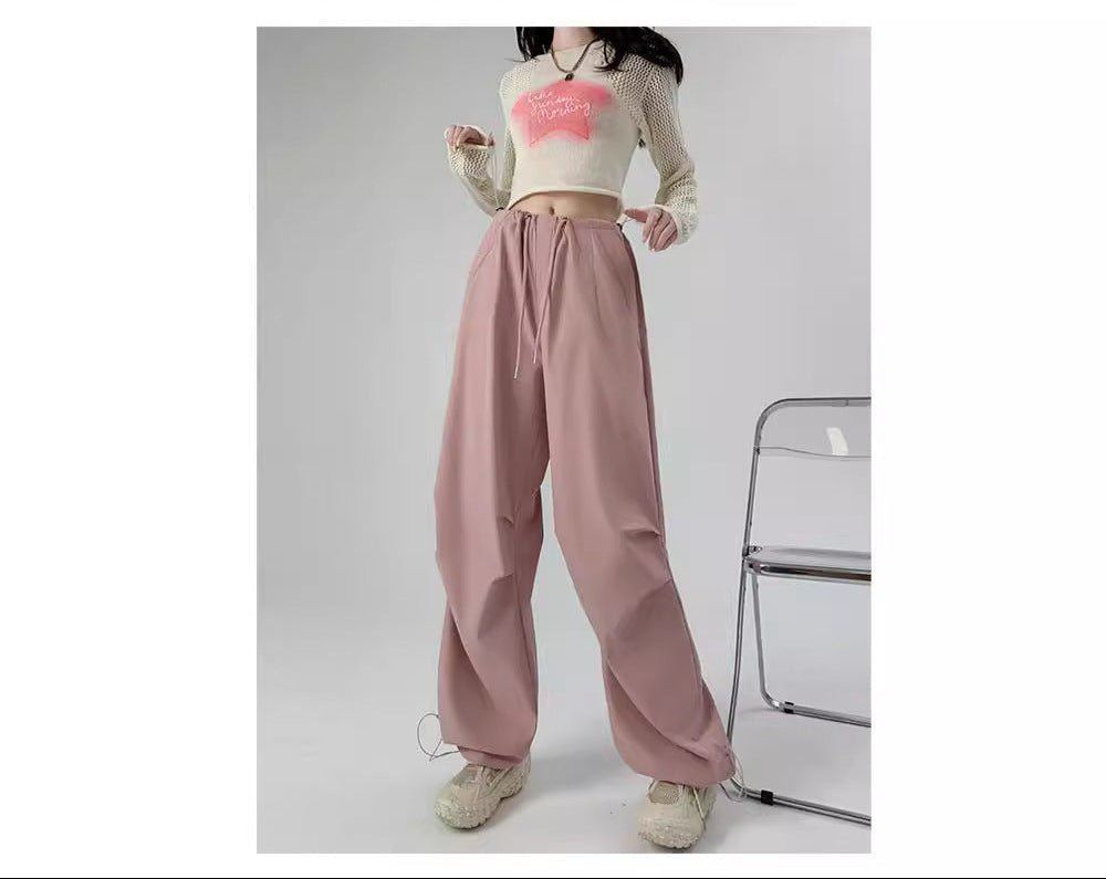 American overalls women's high - end pants women's spring and autumn high - waisted wide - leg sweatpants straight casual sweatpants trousers - Negative Apparel