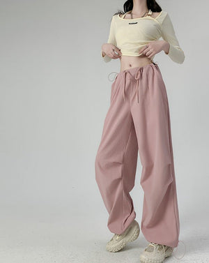 American overalls women's high - end pants women's spring and autumn high - waisted wide - leg sweatpants straight casual sweatpants trousers - Negative Apparel