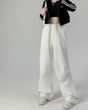 American overalls women's high - end pants women's spring and autumn high - waisted wide - leg sweatpants straight casual sweatpants trousers - Negative Apparel