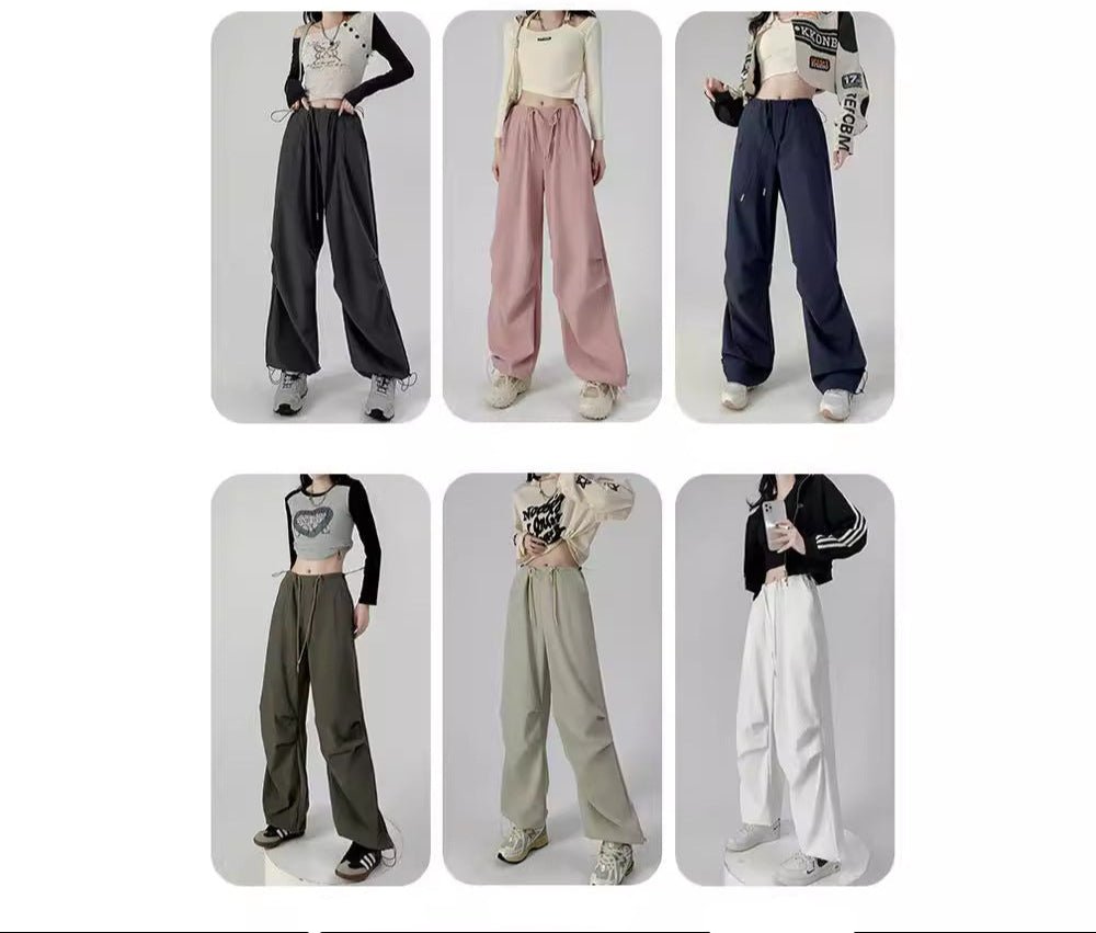 American overalls women's high - end pants women's spring and autumn high - waisted wide - leg sweatpants straight casual sweatpants trousers - Negative Apparel