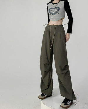 American overalls women's high - end pants women's spring and autumn high - waisted wide - leg sweatpants straight casual sweatpants trousers - Negative Apparel