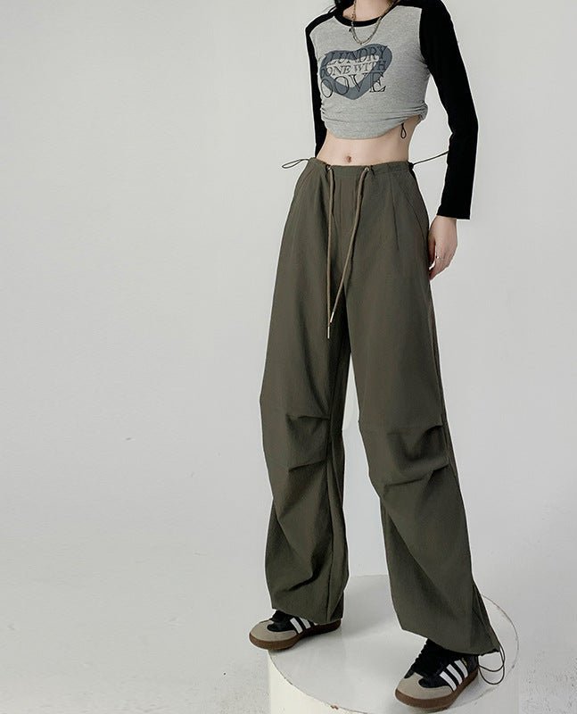 American overalls women's high - end pants women's spring and autumn high - waisted wide - leg sweatpants straight casual sweatpants trousers - Negative Apparel