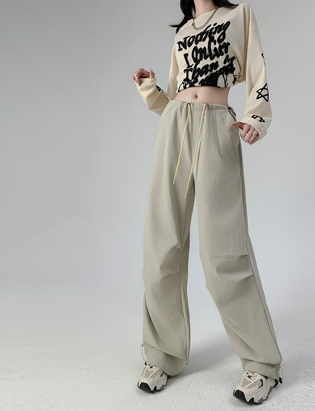 American overalls women's high - end pants women's spring and autumn high - waisted wide - leg sweatpants straight casual sweatpants trousers - Negative Apparel