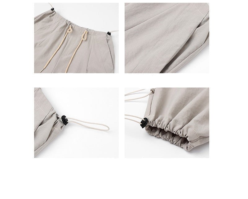 American overalls women's high - end pants women's spring and autumn new loose wide - leg sweatpants high - waisted paratrooper sweatpants - Negative Apparel