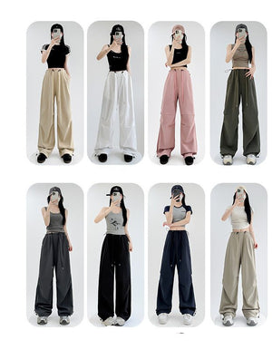 American overalls women's high - end pants women's spring and autumn new loose wide - leg sweatpants high - waisted paratrooper sweatpants - Negative Apparel