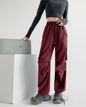 American overalls women's pants spring and autumn new loose and thin Spice girl straight sweatpants loose wide - leg casual sweatpants - Negative Apparel