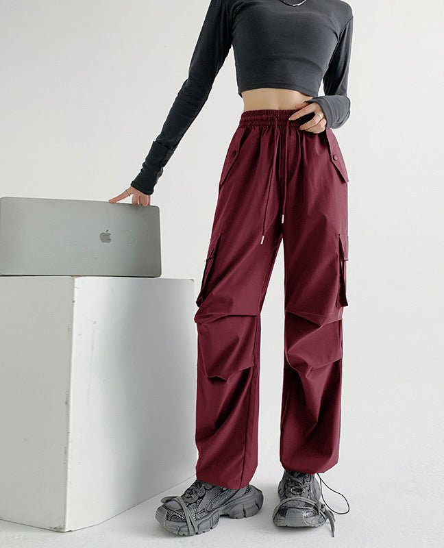 American overalls women's pants spring and autumn new loose and thin Spice girl straight sweatpants loose wide - leg casual sweatpants - Negative Apparel