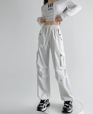 American overalls women's pants spring and autumn new loose and thin Spice girl straight sweatpants loose wide - leg casual sweatpants - Negative Apparel