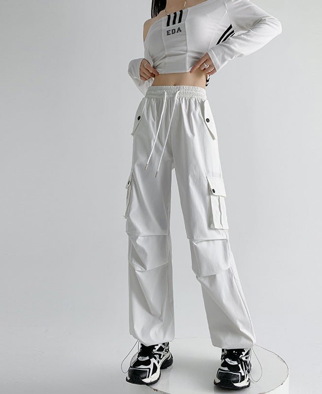 American overalls women's pants spring and autumn new loose and thin Spice girl straight sweatpants loose wide - leg casual sweatpants - Negative Apparel