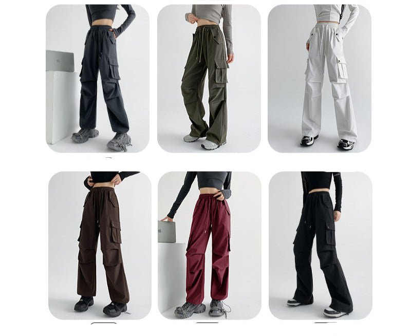 American overalls women's pants spring and autumn new loose and thin Spice girl straight sweatpants loose wide - leg casual sweatpants - Negative Apparel