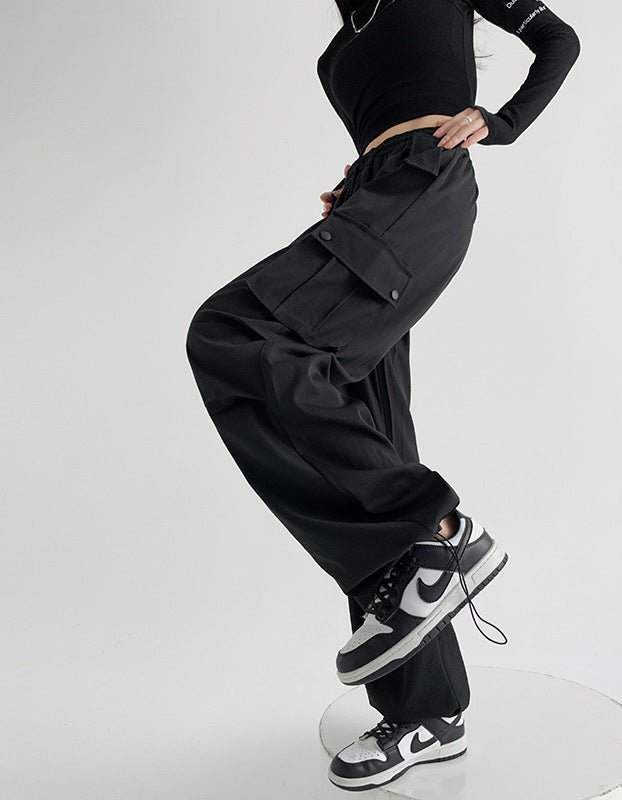 American overalls women's pants spring and autumn new loose and thin Spice girl straight sweatpants loose wide - leg casual sweatpants - Negative Apparel