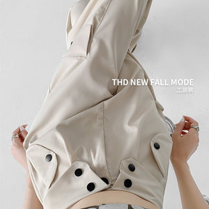 American overalls women's pants spring and autumn new retro loose straight casual wide - leg pants high waist slimming sports pants - Negative Apparel