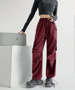 American overalls women's pants spring and summer 2025 new loose drape straight - leg pants sweatpants slim casual wide - leg pants - Negative Apparel