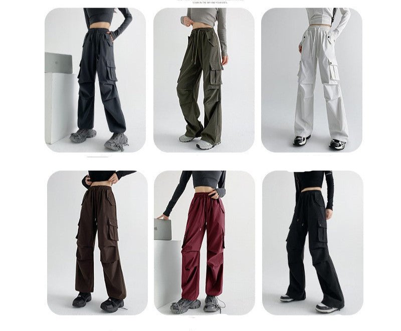 American overalls women's pants spring and summer 2025 new loose drape straight - leg pants sweatpants slim casual wide - leg pants - Negative Apparel
