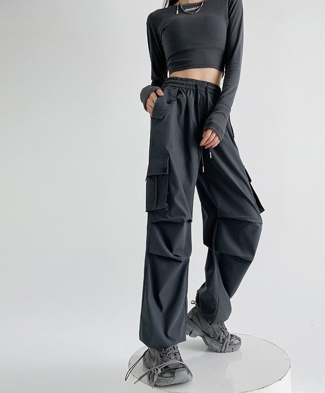 American overalls women's pants spring and summer 2025 new loose drape straight - leg pants sweatpants slim casual wide - leg pants - Negative Apparel