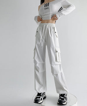 American overalls women's pants spring and summer 2025 new loose drape straight - leg pants sweatpants slim casual wide - leg pants - Negative Apparel