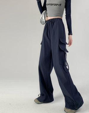 American overalls women's pants women's autumn new loose wide - leg pants hot girl casual women's sports pants - Negative Apparel