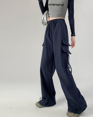 American overalls women's pants women's autumn new loose wide - leg pants hot girl casual women's sports pants - Negative Apparel