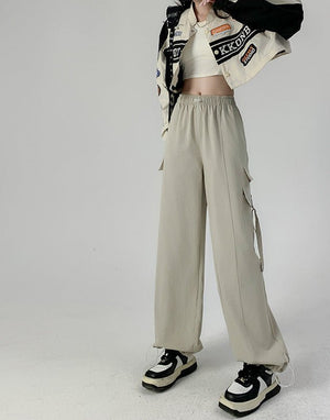 American overalls women's pants women's autumn new loose wide - leg pants hot girl casual women's sports pants - Negative Apparel