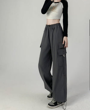 American overalls women's pants women's autumn new loose wide - leg pants hot girl casual women's sports pants - Negative Apparel