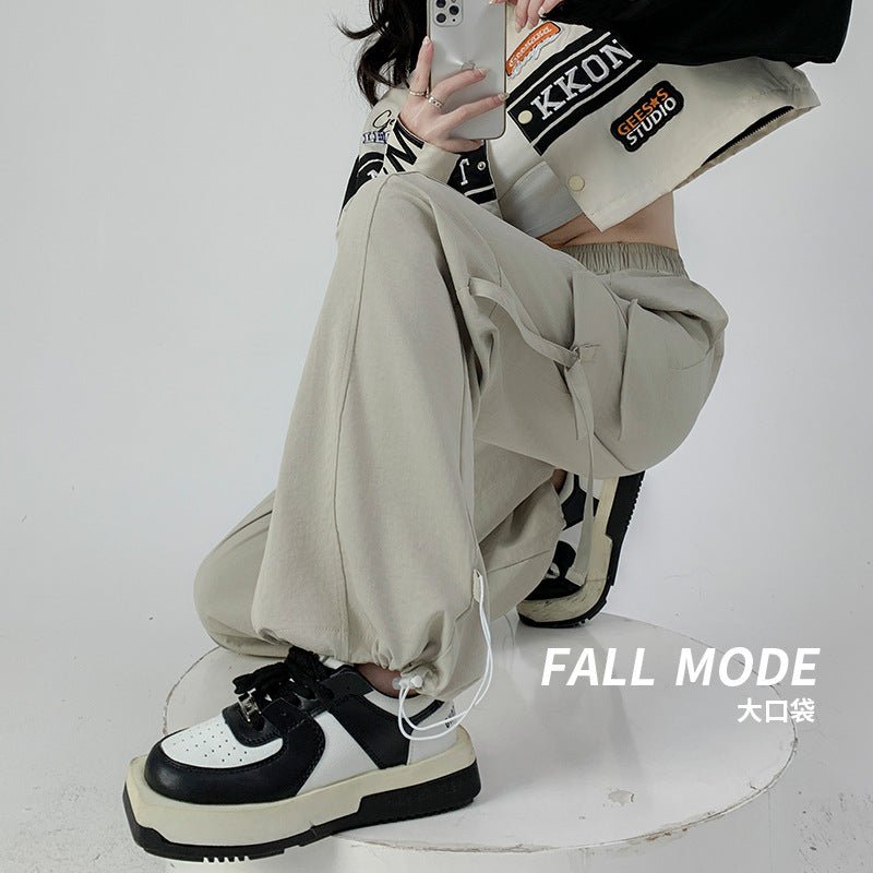 American overalls women's pants women's autumn new loose wide - leg pants hot girl casual women's sports pants - Negative Apparel