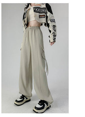 American overalls women's pants women's autumn new loose wide - leg pants hot girl casual women's sports pants - Negative Apparel