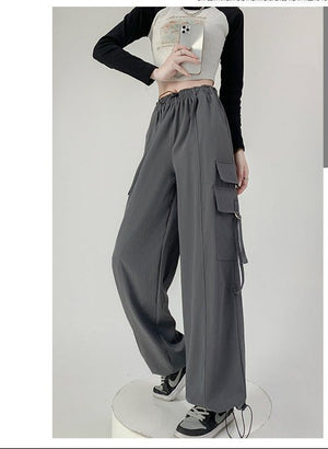 American overalls women's pants women's autumn new loose wide - leg pants hot girl casual women's sports pants - Negative Apparel