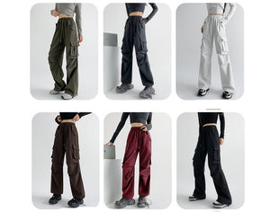 American overalls women's pants women's spring and autumn new high - waisted casual straight wide - leg pants, thin outer sweatpants - Negative Apparel