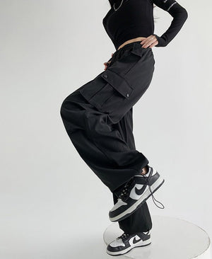 American overalls women's pants women's spring and autumn new high - waisted casual straight wide - leg pants, thin outer sweatpants - Negative Apparel