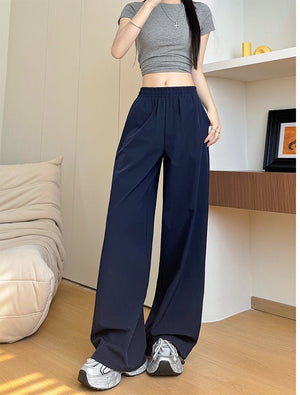 American quick - drying overalls summer women's clothing 2025 new pants women's thin straight cool Sa wind wide - leg sweatpants - Negative Apparel