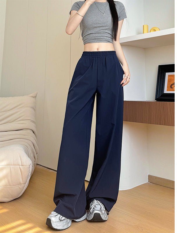 American quick - drying overalls summer women's clothing 2025 new pants women's thin straight cool Sa wind wide - leg sweatpants - Negative Apparel